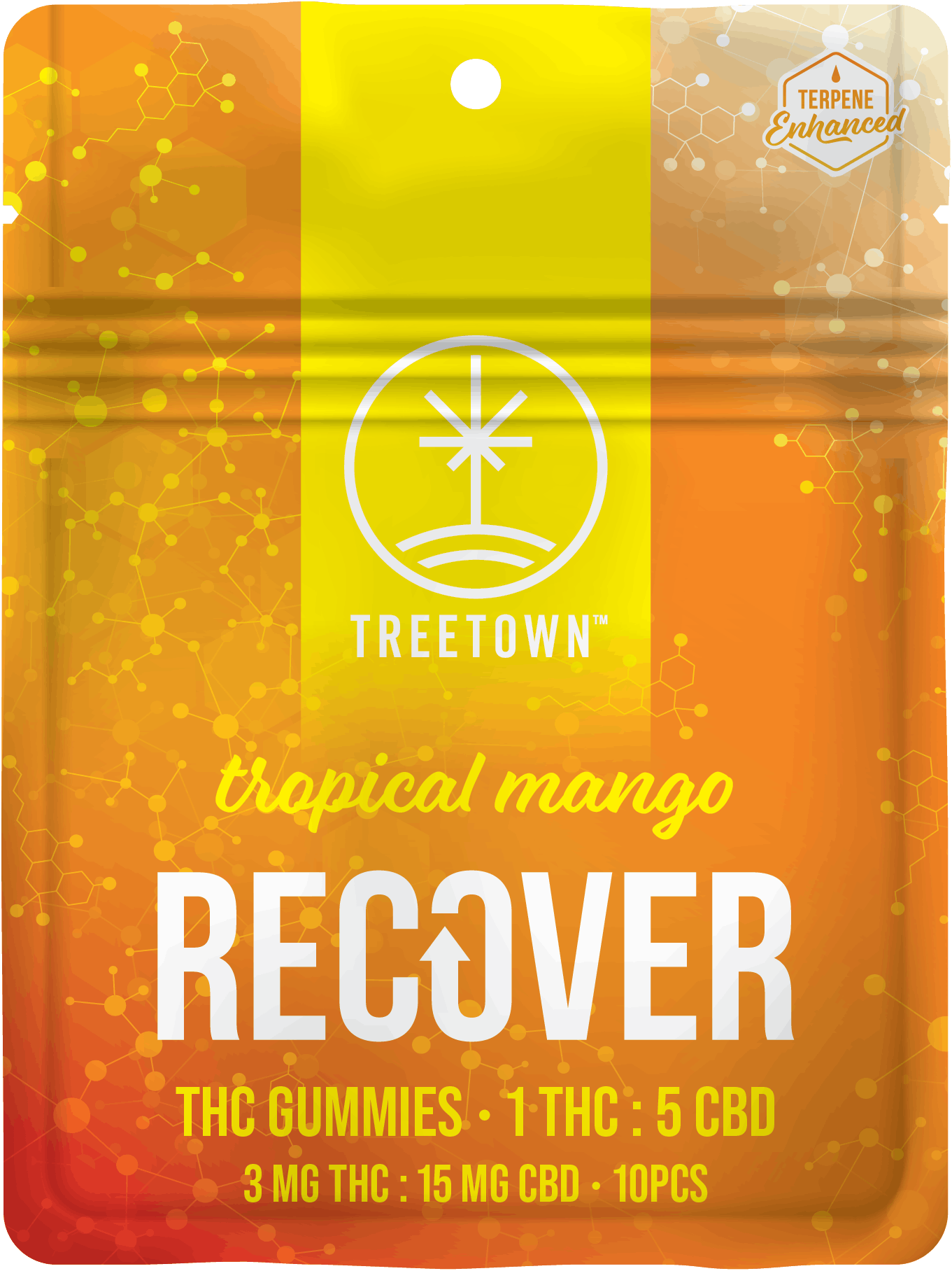 Product: 1:5 Recover | Tropical Mango | 3mg THC x 15mg CBD | 10pk | TreeTown