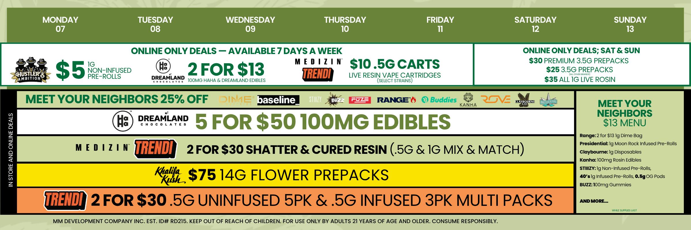 Weekly Calendar Deals at Medizin 09-07 to 09-13