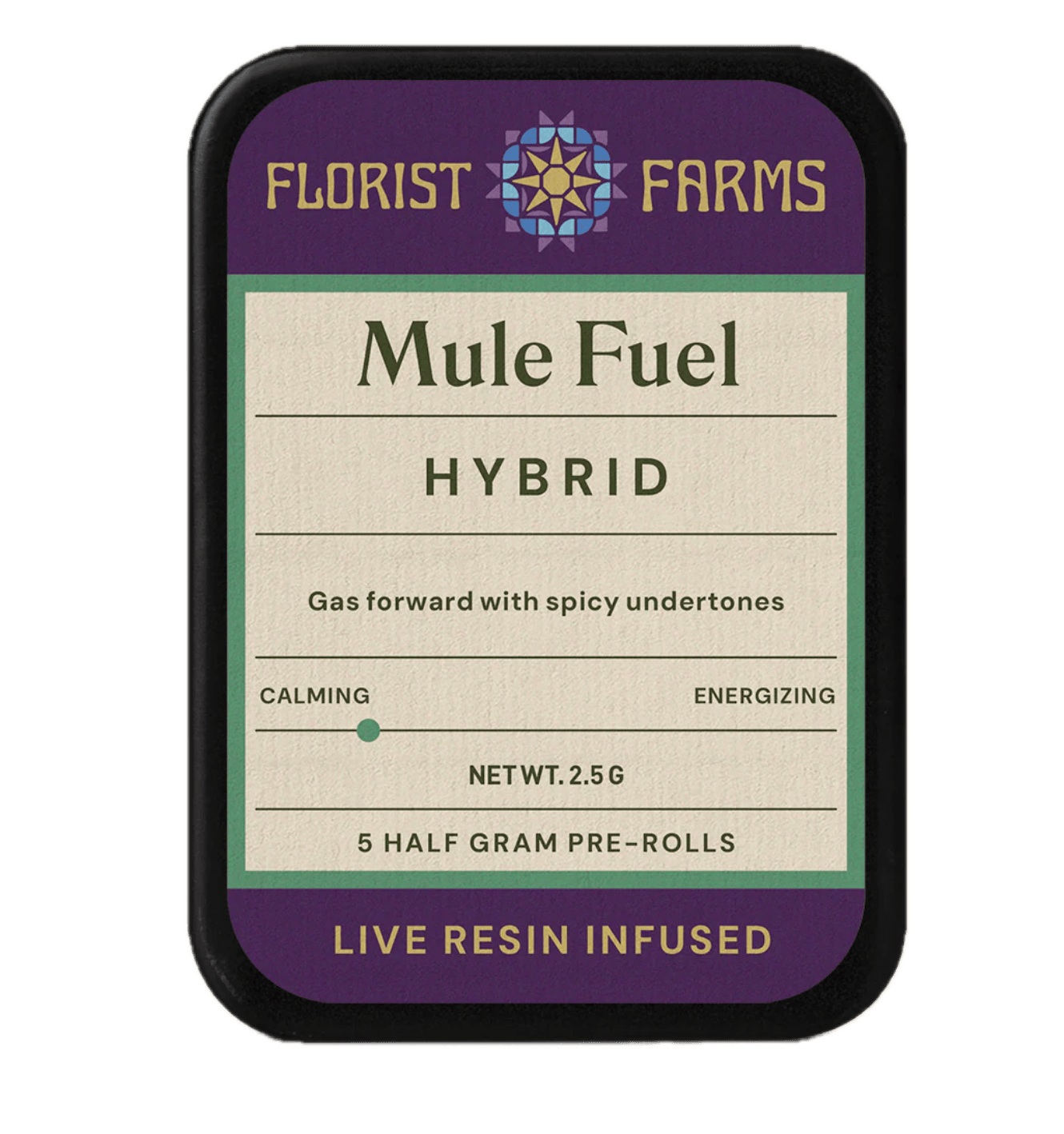 Product Live Resin Infused Preroll | Mule Fuel (H) | .5g Total) 5 pack | Florist Farms
