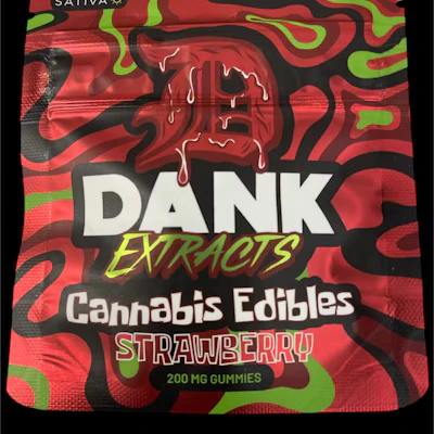 Dank - 200mg Gummies (4x50mg) - Strawberry - EDIBLES by Dank Extracts at King of Budz