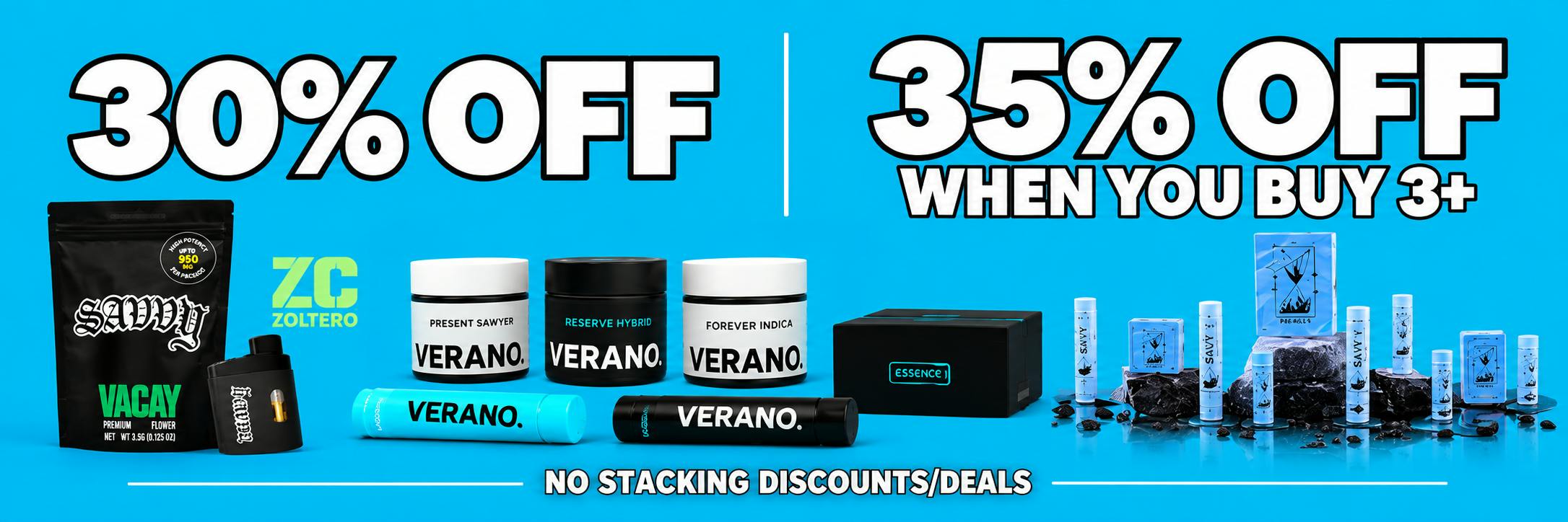 30% OFF VERANO, SAVVY, ESSENCE, 35% OFF 3+
