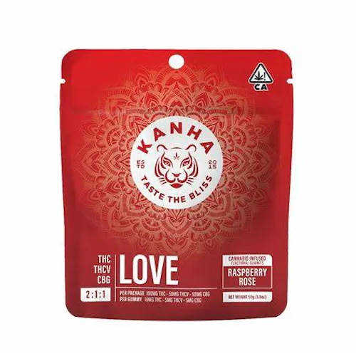 Raspberry Rose LOVE | 2 : 1 : 1 | Gummies | 100mg | 10pk | Kanha-1