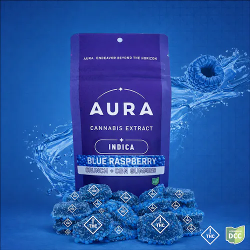 Aura | Blue Raspberry Crunch Gummies + CBN | 550mg | Indica-1