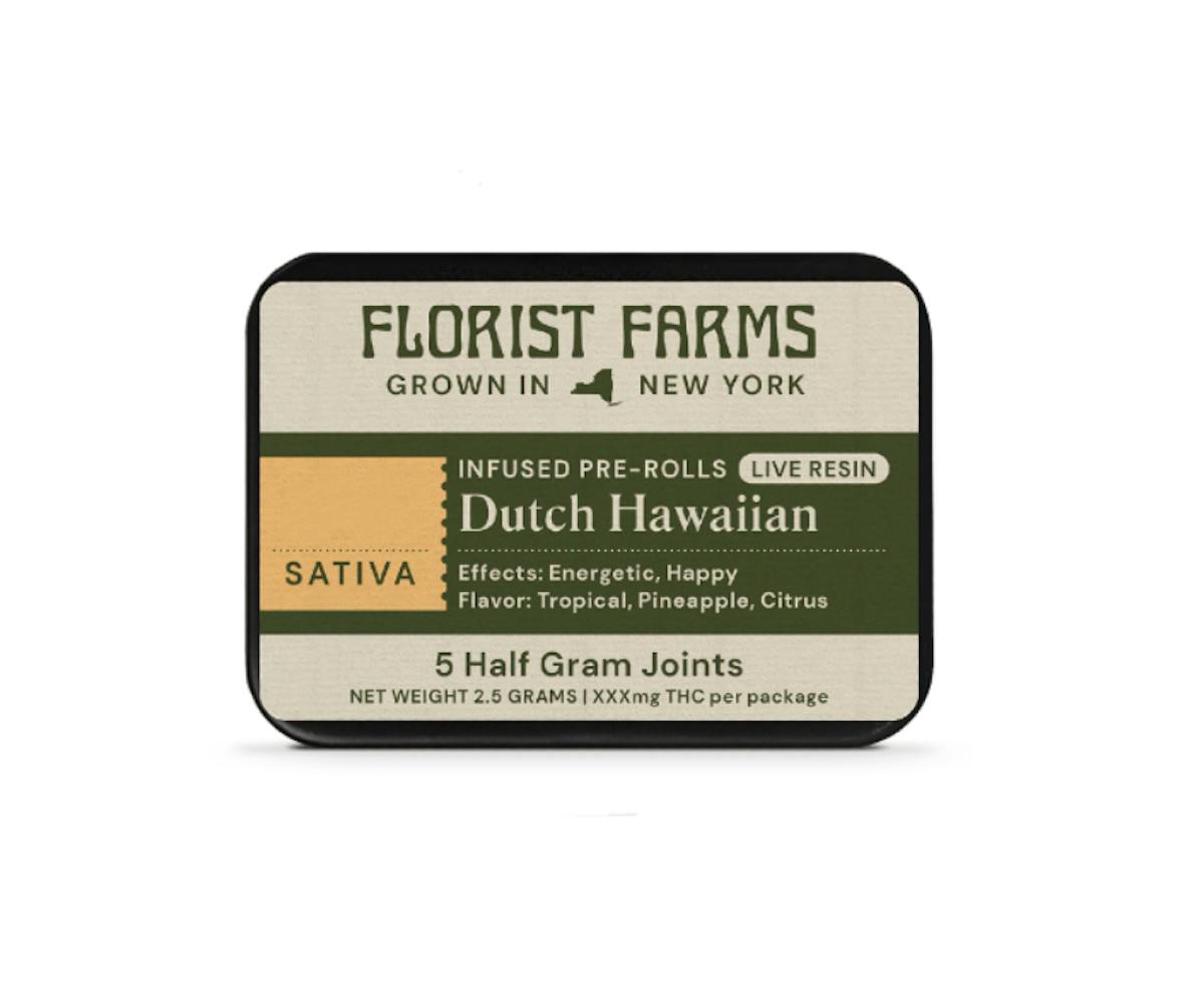Photo of Florist Farms | Live Resin Infused | Dutch Hawaiian | 1/2 Gram Joints | 5pk