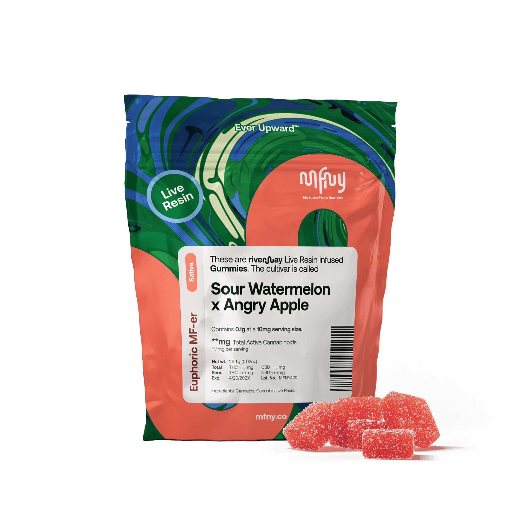 Product Sour Watermelon x Angry Apple Live Resin Gummies | 10 pk