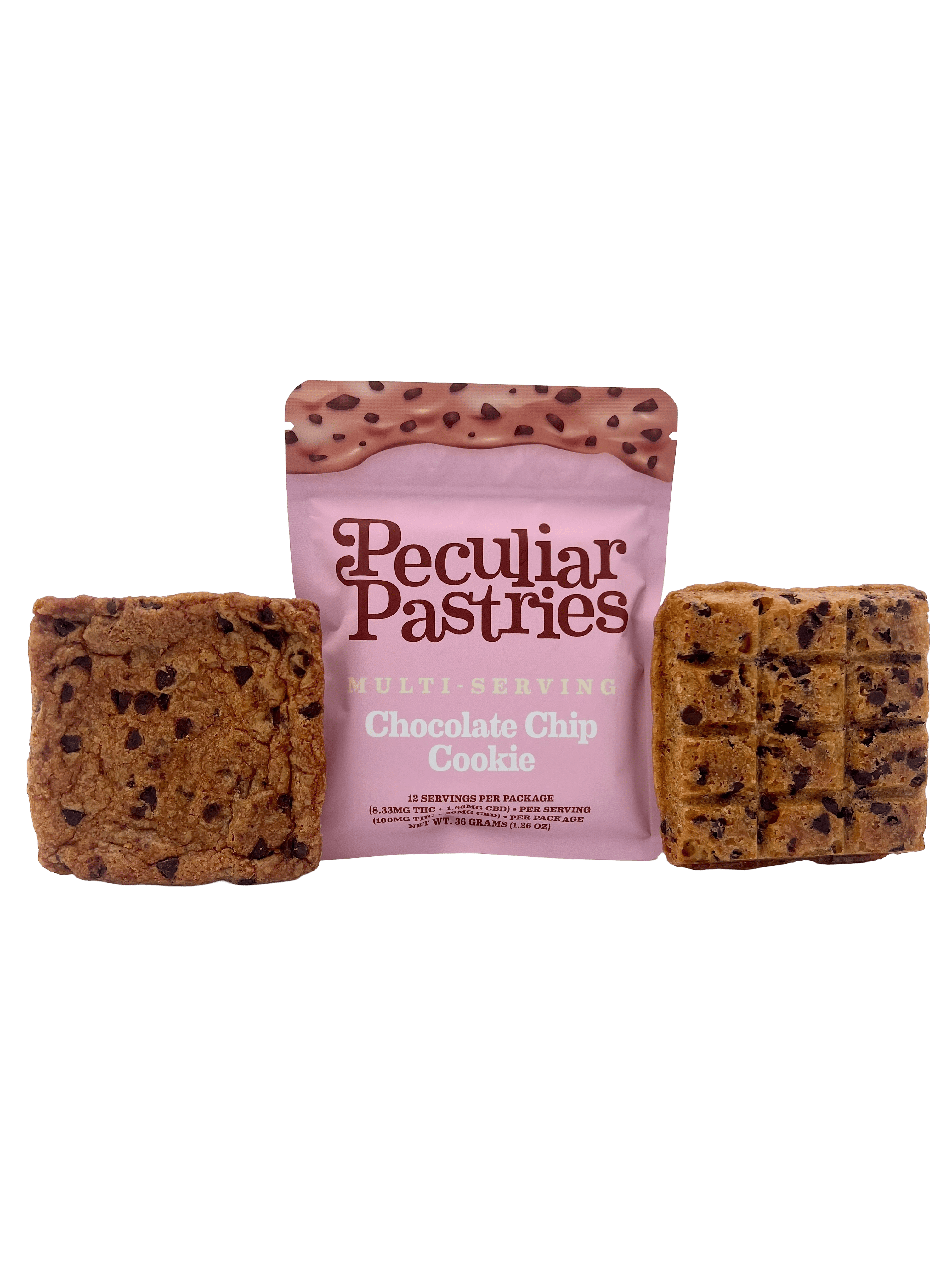 Product Multi Serving Cookie | Chocolate Chip | 100mg THC: 20mg CBD | Peculiar Pastries