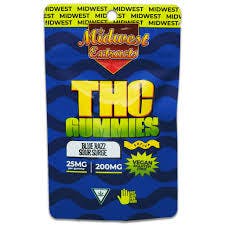 Product: MIDWEST EXTRACTS | BLUE RASPBERRY GUMMIES - 8PK | 200MG