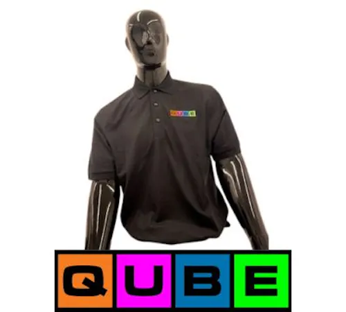 Qube | Black Polo Shirt | Color Logo | Extra Large-active