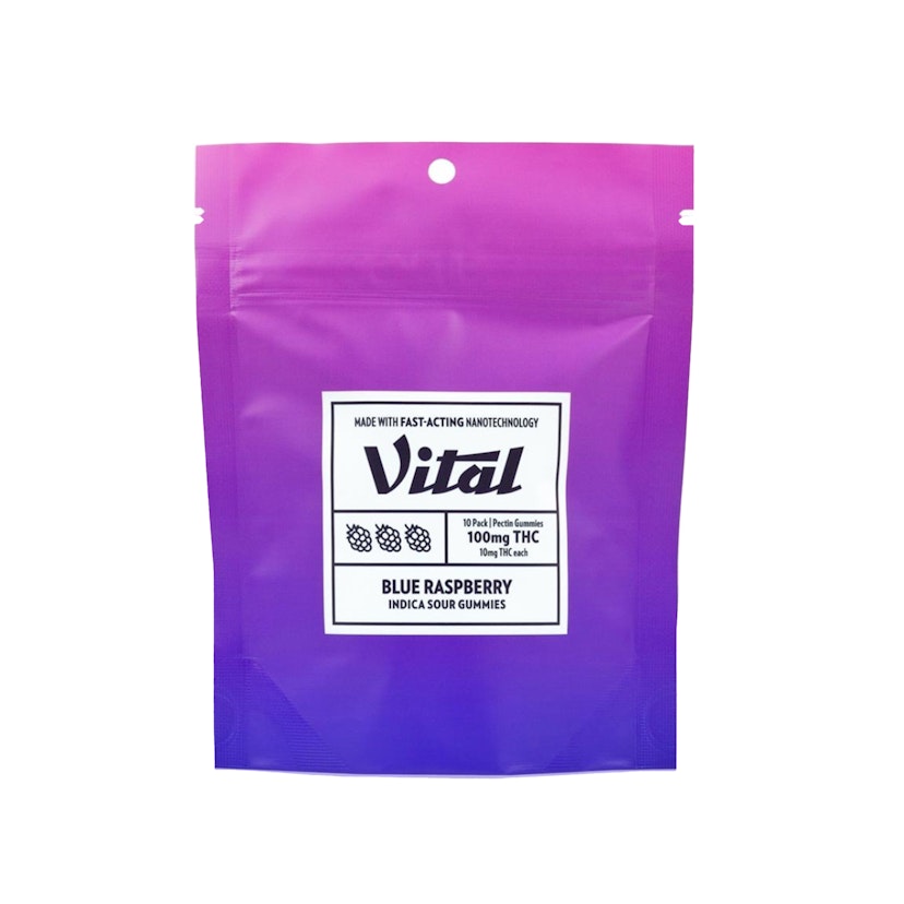 Vital Pectin Gummies: 10pk Sour Blue Raspberry (I) 100mg