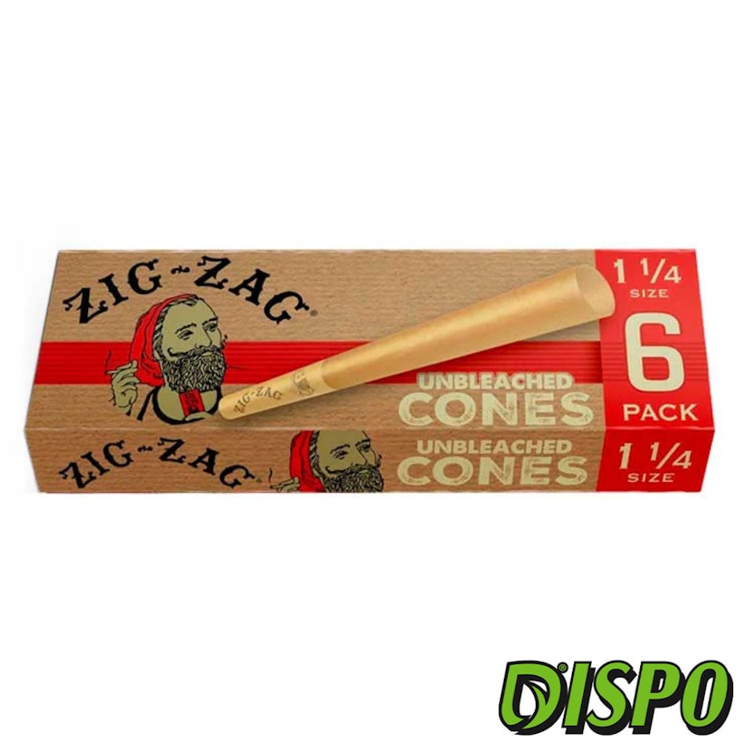 Zig Zag Unbleached Cones 1 1/4 6pk