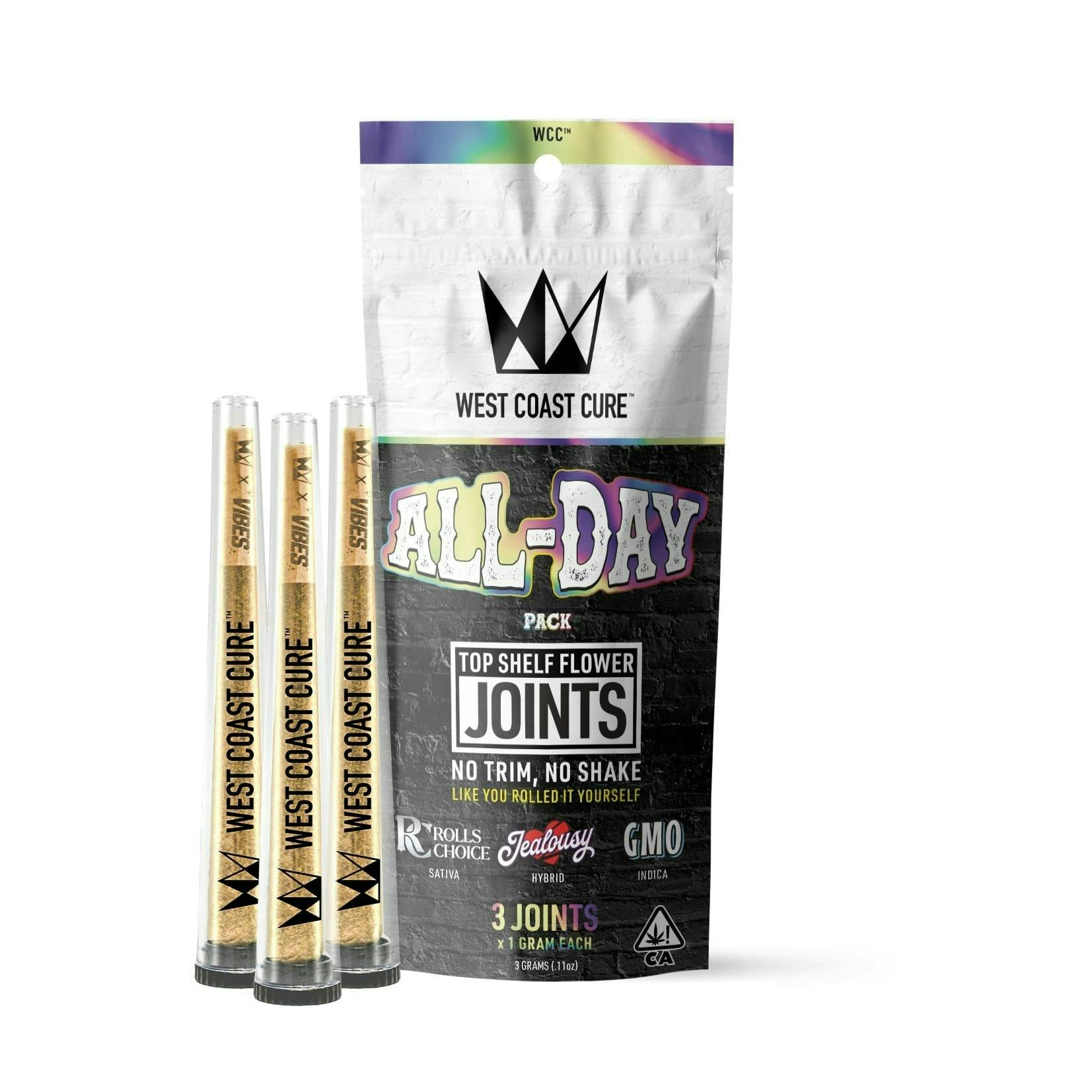 West Coast Cure All Day Indoor Multi Joint 3pk Cookies Brentwood