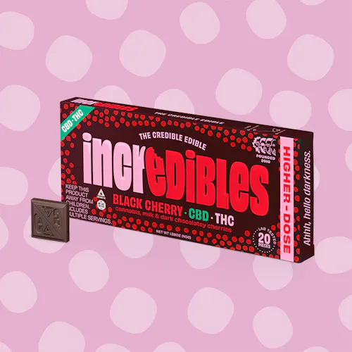 1:1 Black Cherry Bar + CBD Higher Dose | Chocolate | 20 pack | 500mg THC / 500mg CBD-1