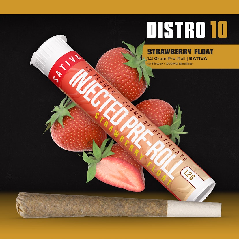 Distro 10 - 1.2g Injected Pre Roll - Strawberry Float