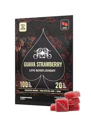 Guava Strawberry | Live Rosin Gummies | 100mg | Sativa | Heavy Hitters