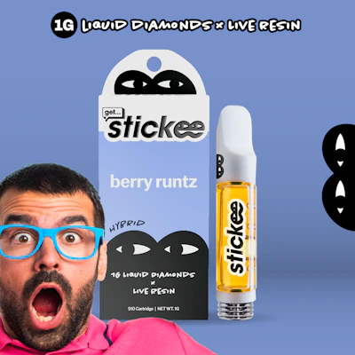 STICKEE | Berry Runtz | 1G | Liquid Diamonds + Live Resin 510 Disposable Cart - CARTRIDGES by Stickee at King of Budz