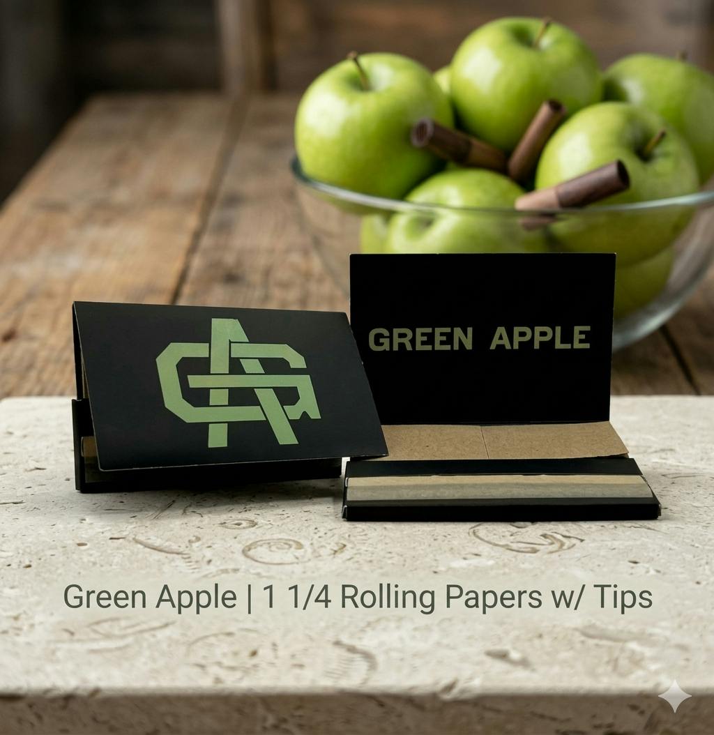 Product Green Apple | 1 1/4 Rolling Papers w/ Tips