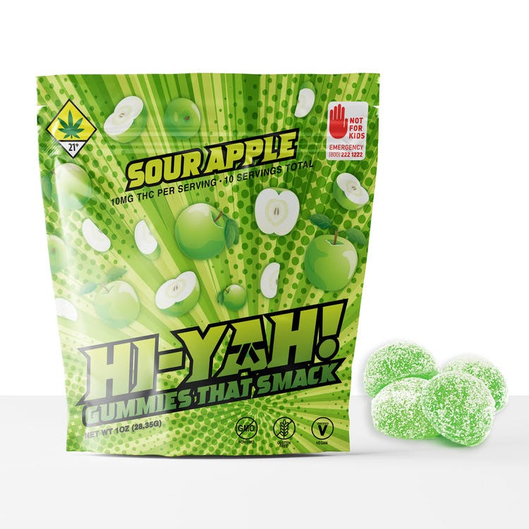 Hi-Yah: Sour Apple - Hash Rosin Gummies 10pk 100mg
