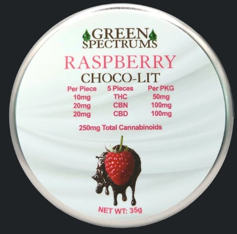 Green Spectrums Chocolate | 1:2:2 THC/CBN/CBD | Raspberry Choco-Lit