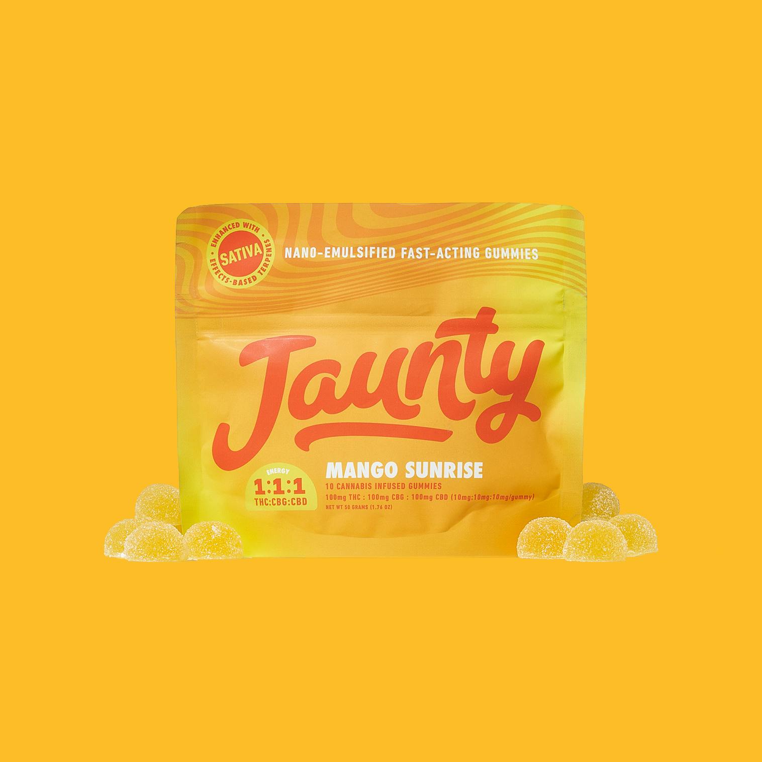 Jaunty Nano Fast Acting Gummies | 1:1:1 10PK | Mango Sunrise