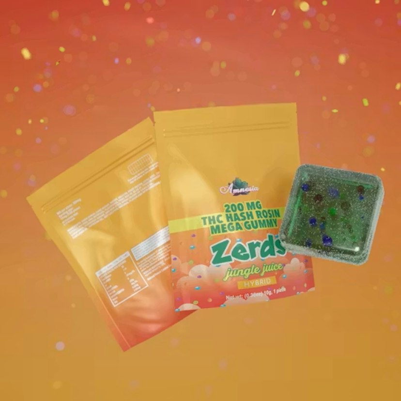 Amnesia 200mg 1pk Hash Rosin Zerds Gummies Jungle Juice