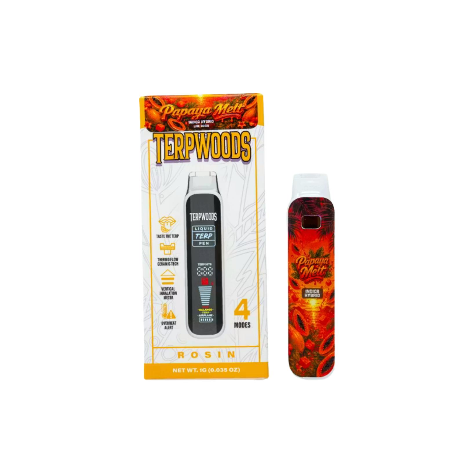 Terpwoods - Papaya Melts Live Rosin Disposable Vape - 1gTerpwoodsIndica-HybridTHC: 71.27%TERPS: 4.1%Kaya Bliss Summer Special! Spend $500 get $75 Off!+2
