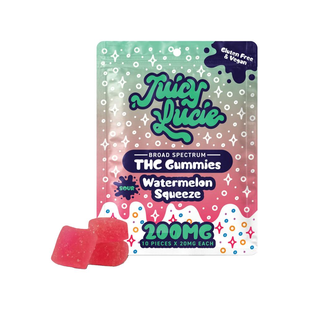 Product: Juicy Lucie | Watermelon Squeeze  | Infused Gummies | 200mg | Indica
