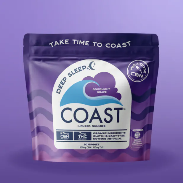 Coast Cannabis CO. Goodnight Grape 25:5 Infused Gummies (CBN:THC