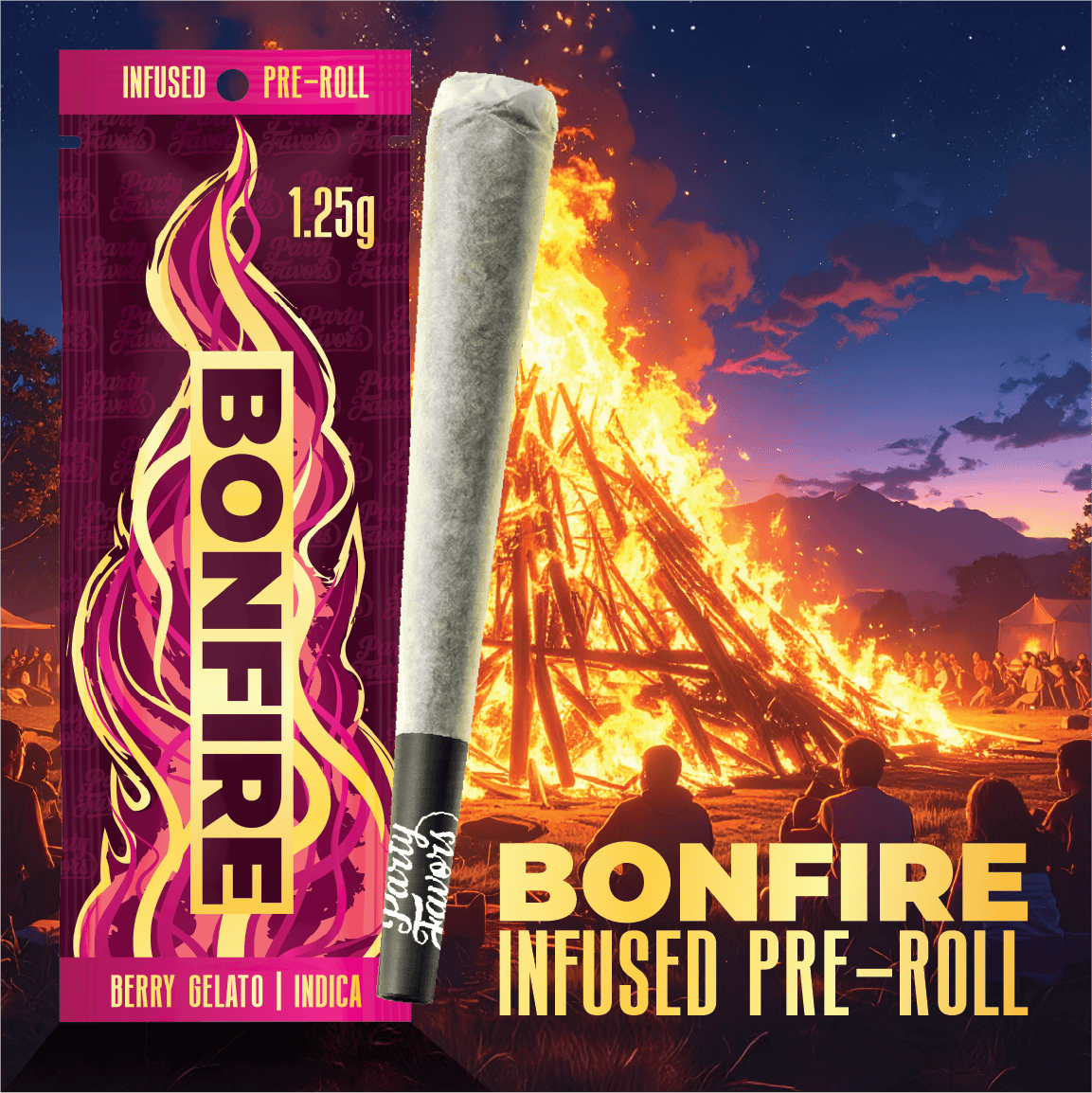 Party Favors PARTY FAVORS | BERRY GELATO | INFUSED PRE ROLL INDICA — PRE_ROLLS