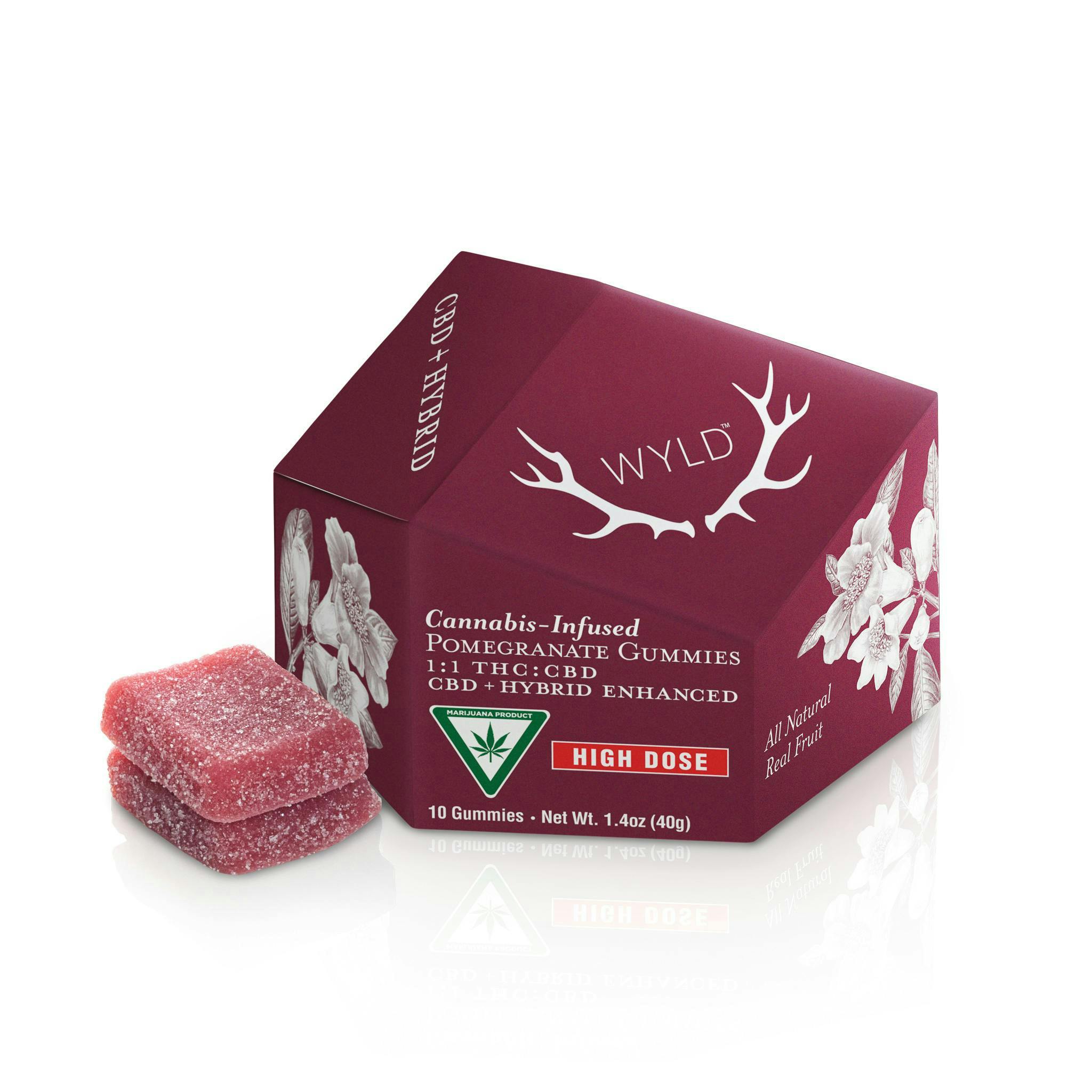 WYLD - 200mg THC: 200mg CBD Gummies - Pomegranate