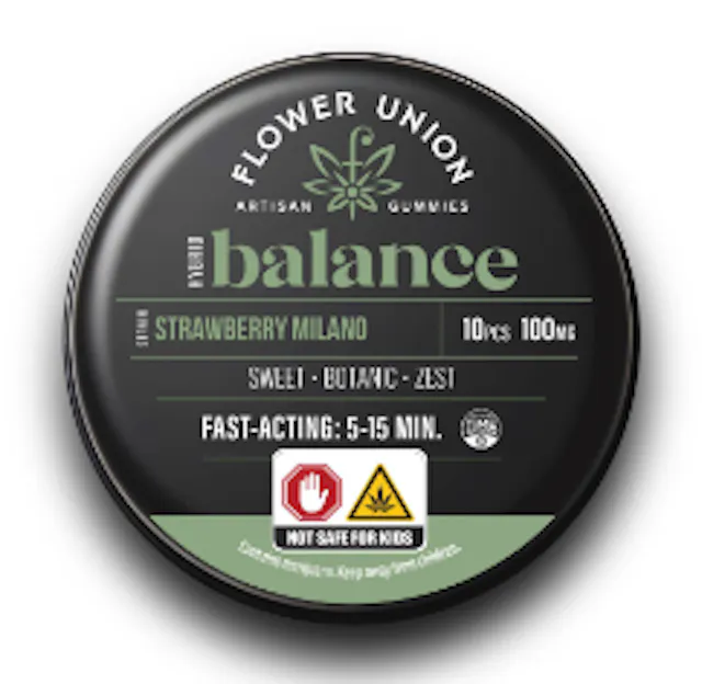 Flower Union Gummies Balance Strawberry Milano 10pk/100mg (hybrid, 2.8g)