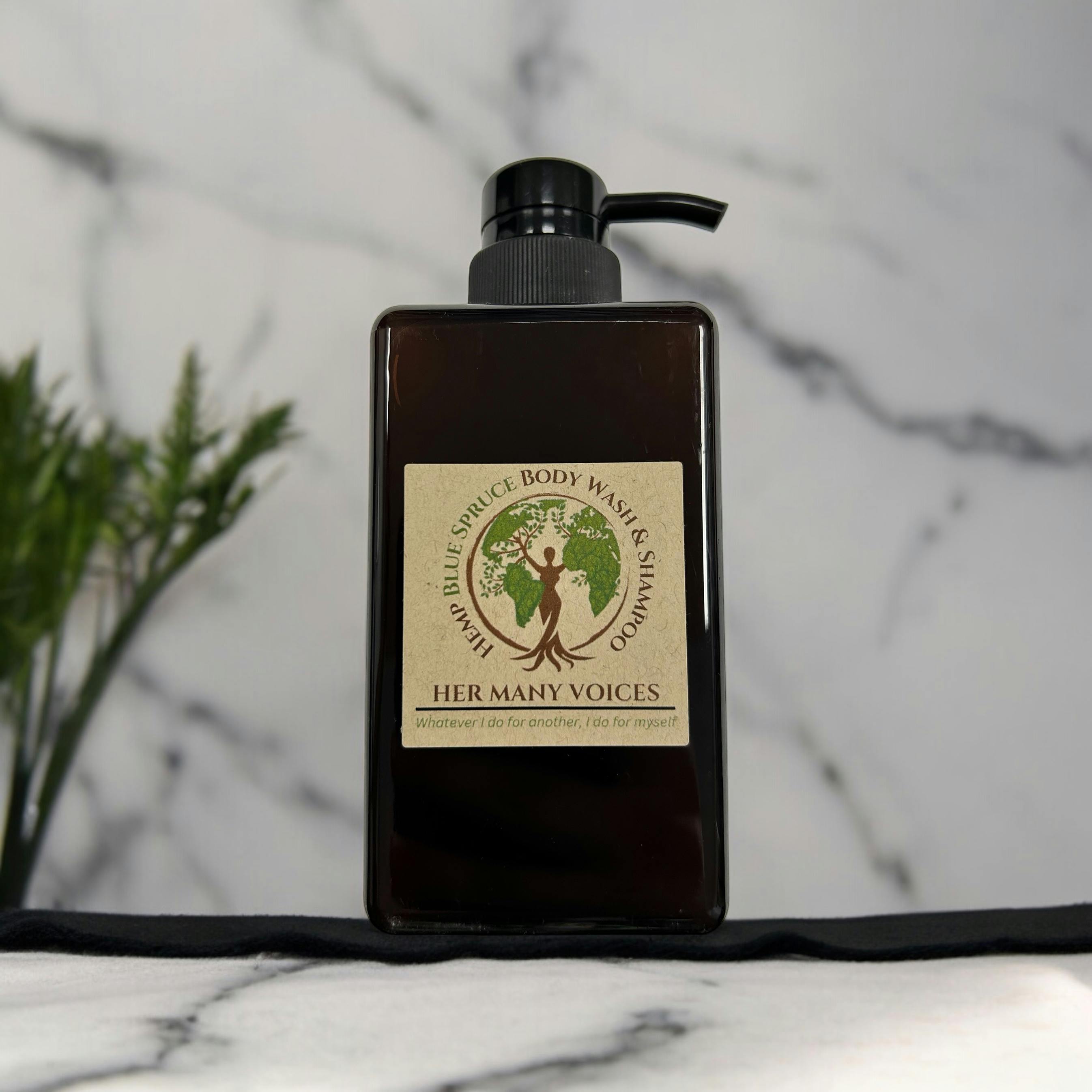 HER MANY VOICES - BODY WASH/SHAMPOO - UNSCENTED HEMP - 350MG