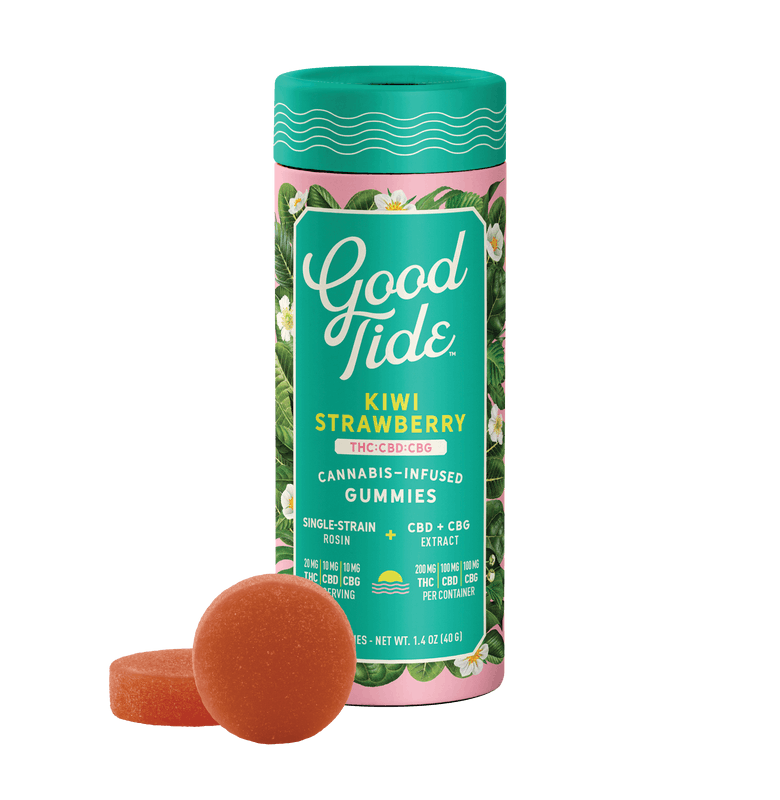 Good Tide | Hash Rosin Gummies - Kiwi Strawberry (Hybrid) - 2:1:1, THC:CBD:CBG, 200mg