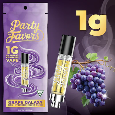 Party Favors - 1g Cart - Grape Galaxy - CARTRIDGES by Party Favors at King of Budz