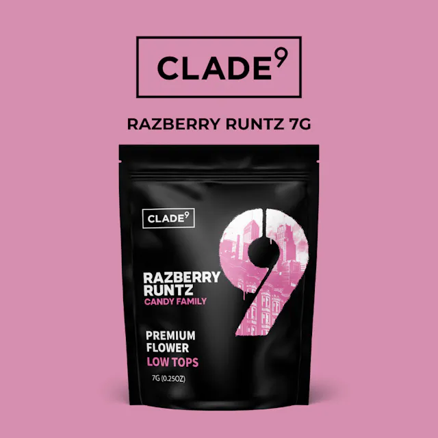 Clade9 Flower Razberry Runtz 7g (indica hybrid, whole flower)