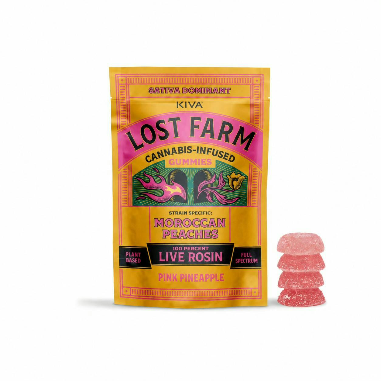 Lost Farm Pink Pineapple x Moroccan Peaches Rosin Gummies | 100mg | 10pk