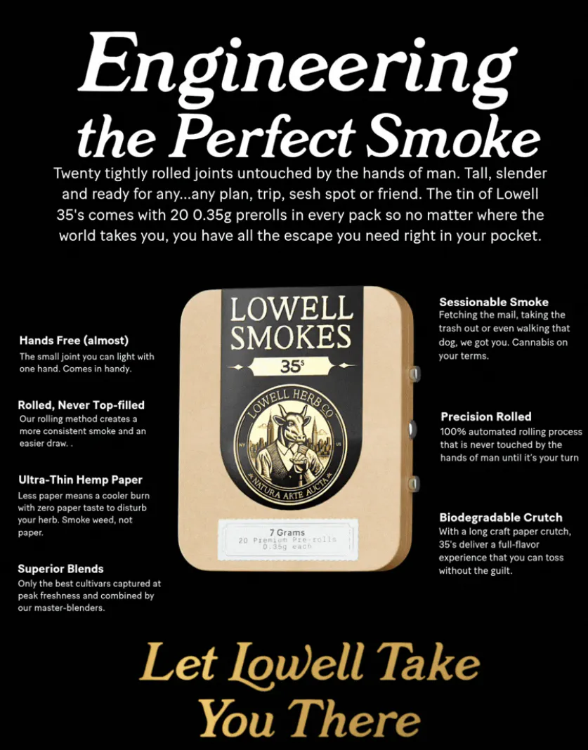 Lowells | 35's Preroll 20 Pack | Afternoon Delight | Dutchess Roots