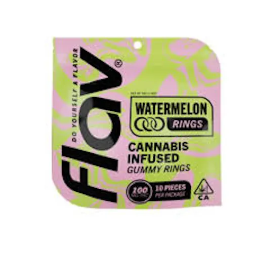 Watermelon – 100mg – Distillate Gummy Rings – Flav-active