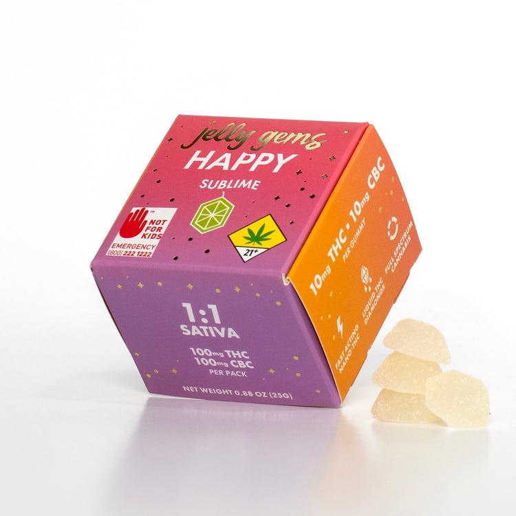 Jelly Gems: THC/CBC 1:1 Sublime Happy (Sativa) - 10pk 200mg