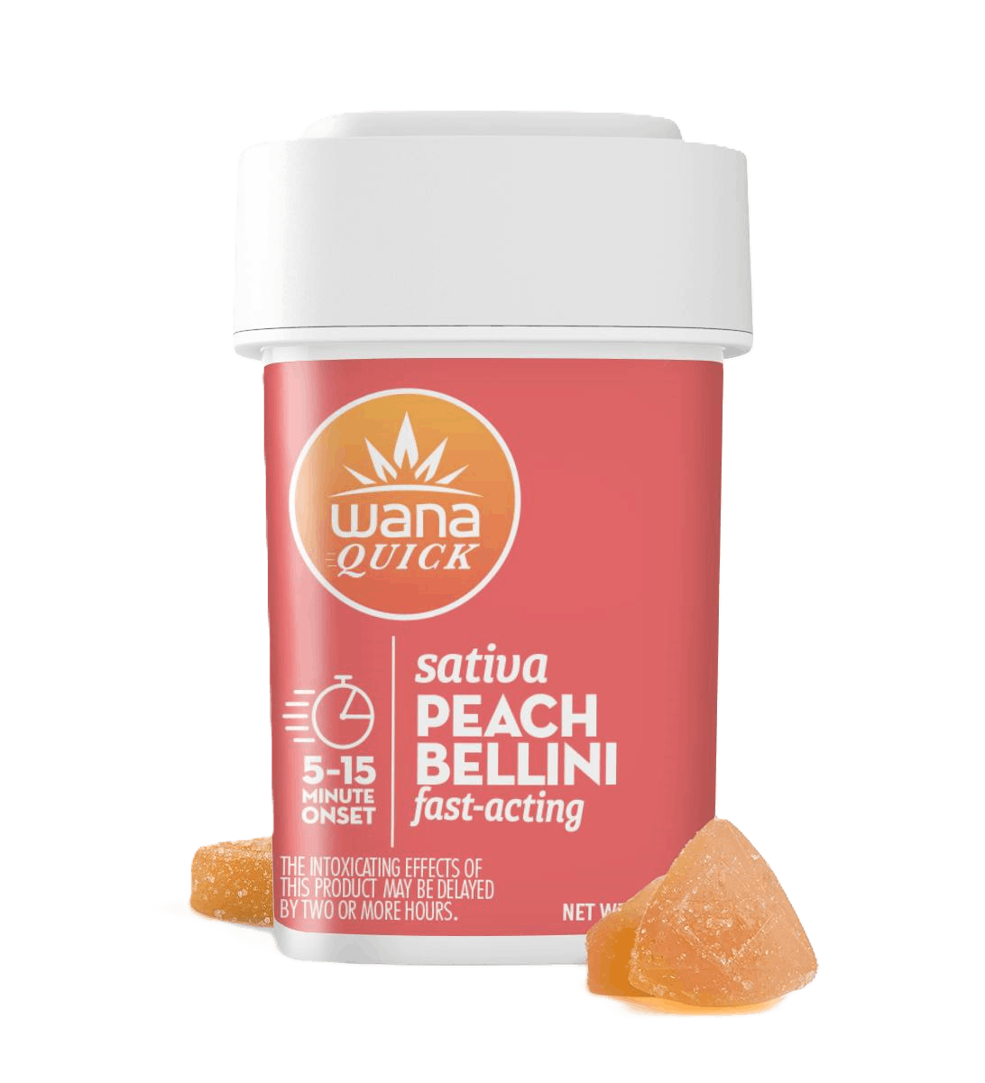 Wana | Quick Peach Bellini Sativa | Soft Lozenge | 10 pack 100mg