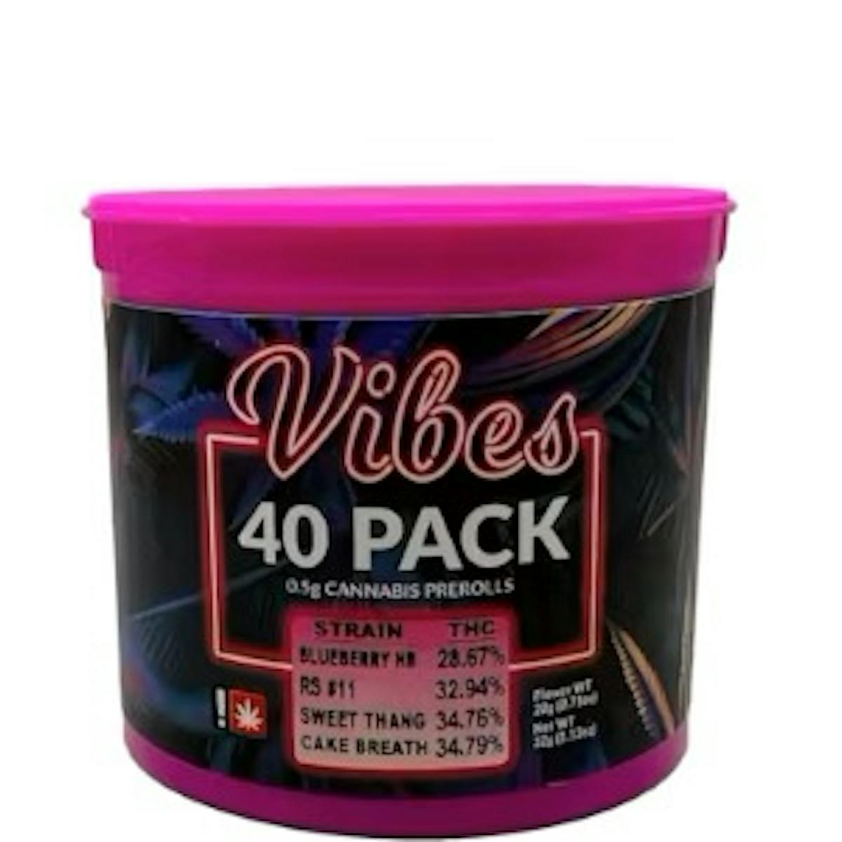 Photo of Vibes .5g TROPICAL CHERRY/OREOZ/WHITE RUNTZ/BLUE DREAM Pre Roll 40pk