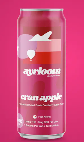 Ayrloom Up | Cran Apple | 10mg THC : 5mg CBD Apple Cider | Single 12oz can-1