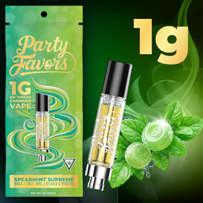 Party Favors - 1g Cart - Spearmint Supreme - CARTRIDGES by Party Favors at King of Budz