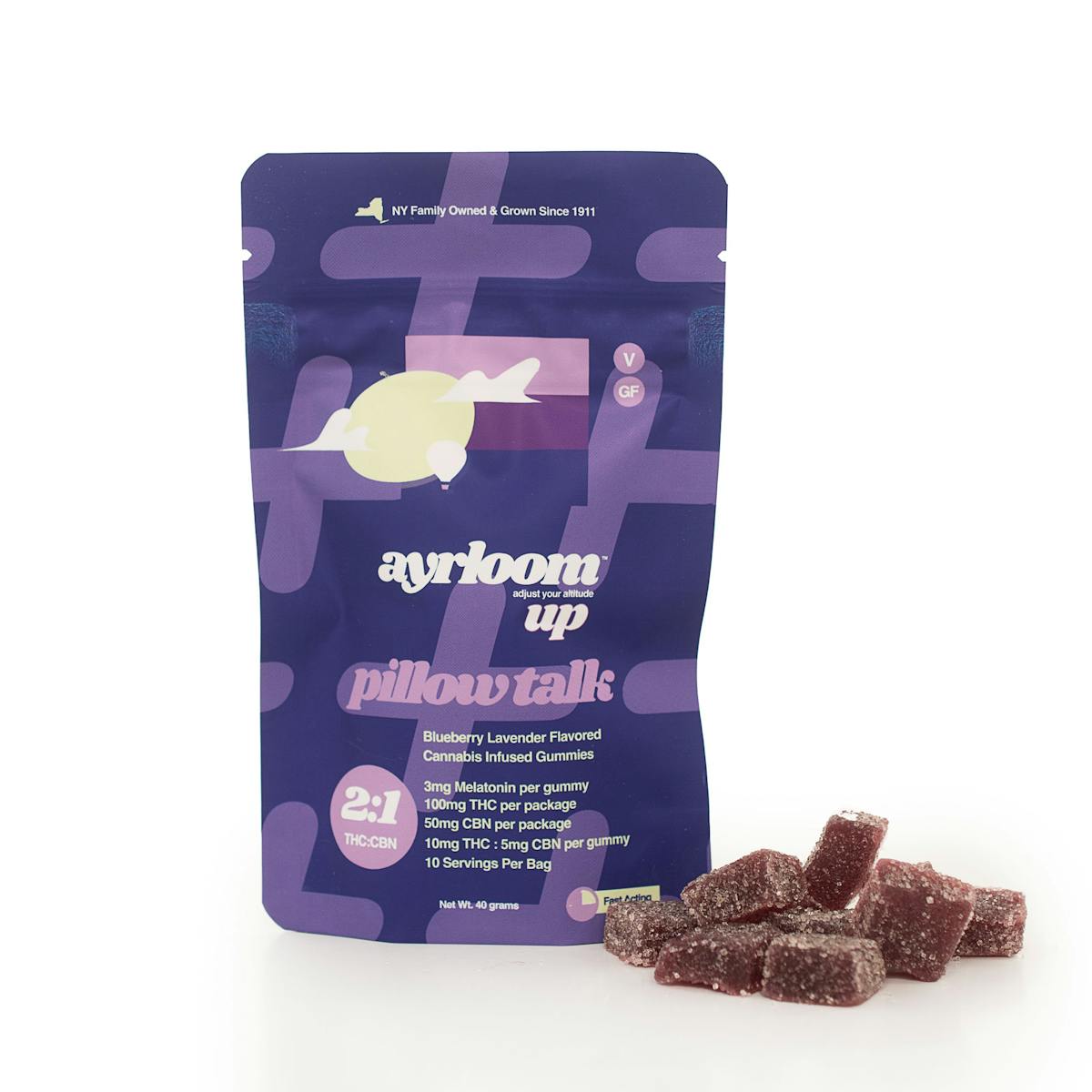 Photo of Ayrloom | Gummies | Blueberry Lavender Pillow Talk 2:1 (THC:CBN) – 100mg (10pk)