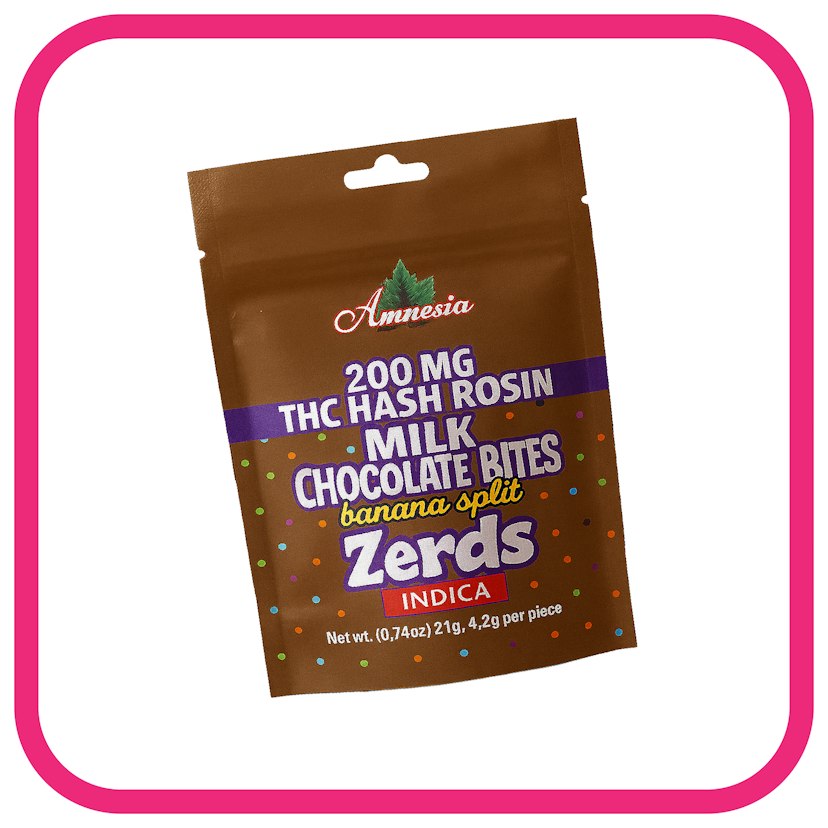 Amnesia 200mg Zerds Chocolate Bites Milk Chocolate