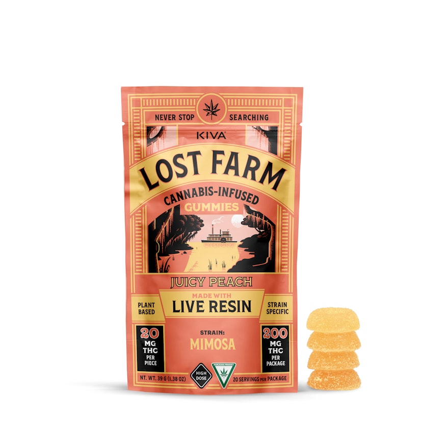 Lost Farm Juicy Peach x Mimosa Live Resin Gummies [10pk] (200mg THC)