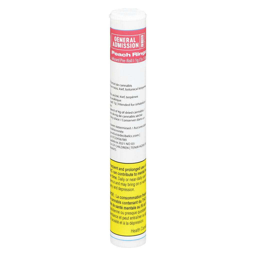 General admission - peach ringz infused pre-roll 1x1g-1