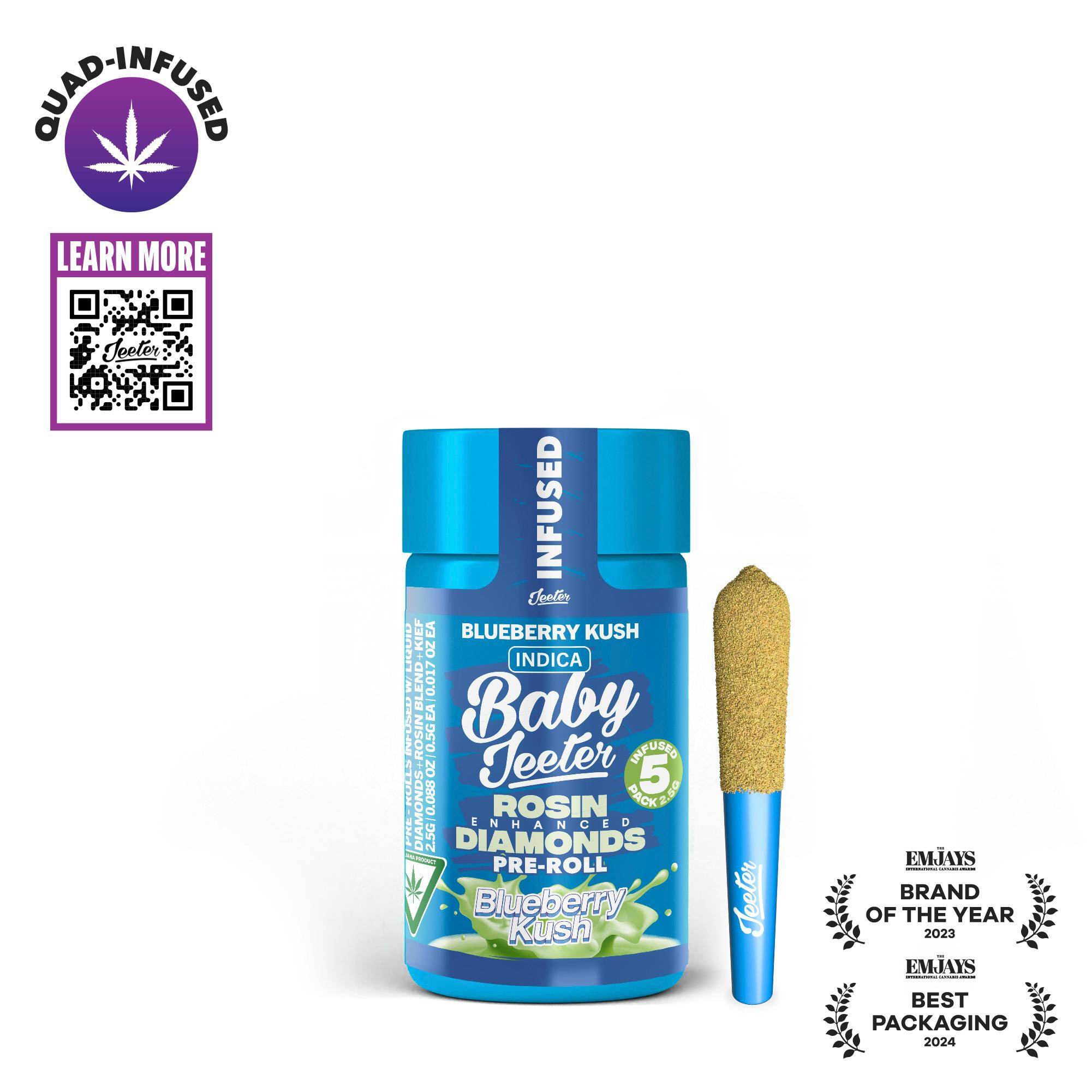 Blueberry Kush Baby Jeeter Infused Pre-Roll 5-pack | 2.5g