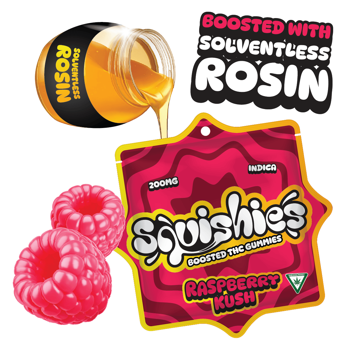 Squishies SQUISHIES | RASPBERRY KUSH - GUMMIES | 200MG | INDICA — EDIBLES