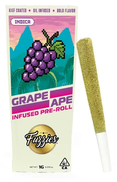 Fuzzies Originals Grape Ape 1g Infused Preroll Single - Indica at