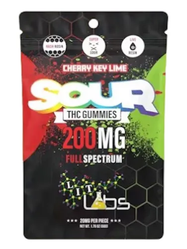 Lit Labs Sour Cherry Key Lime Full Spectrum Gummies 200mg Rec-active